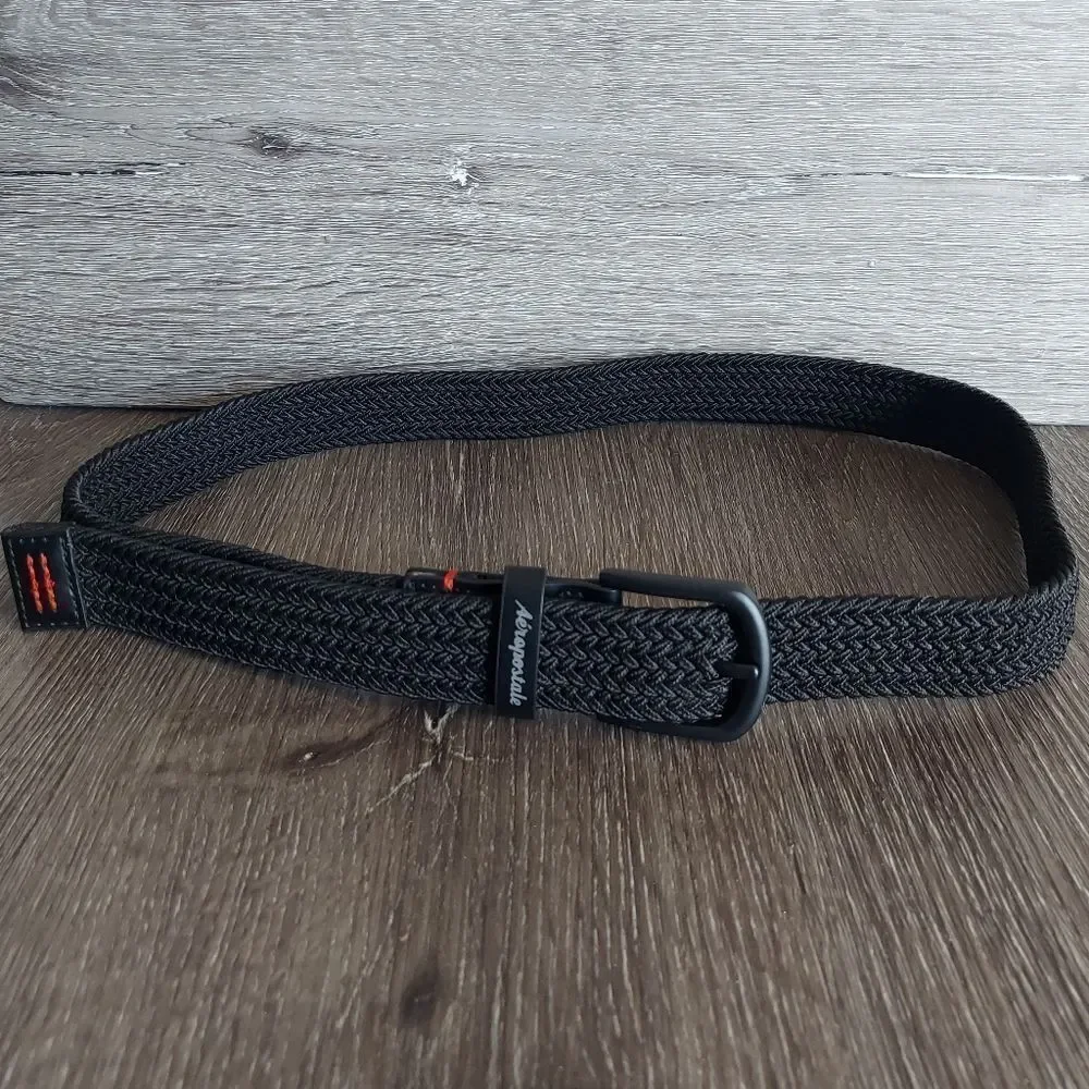 Aeropostale Black Braided Woven Stretch Belt 42.5